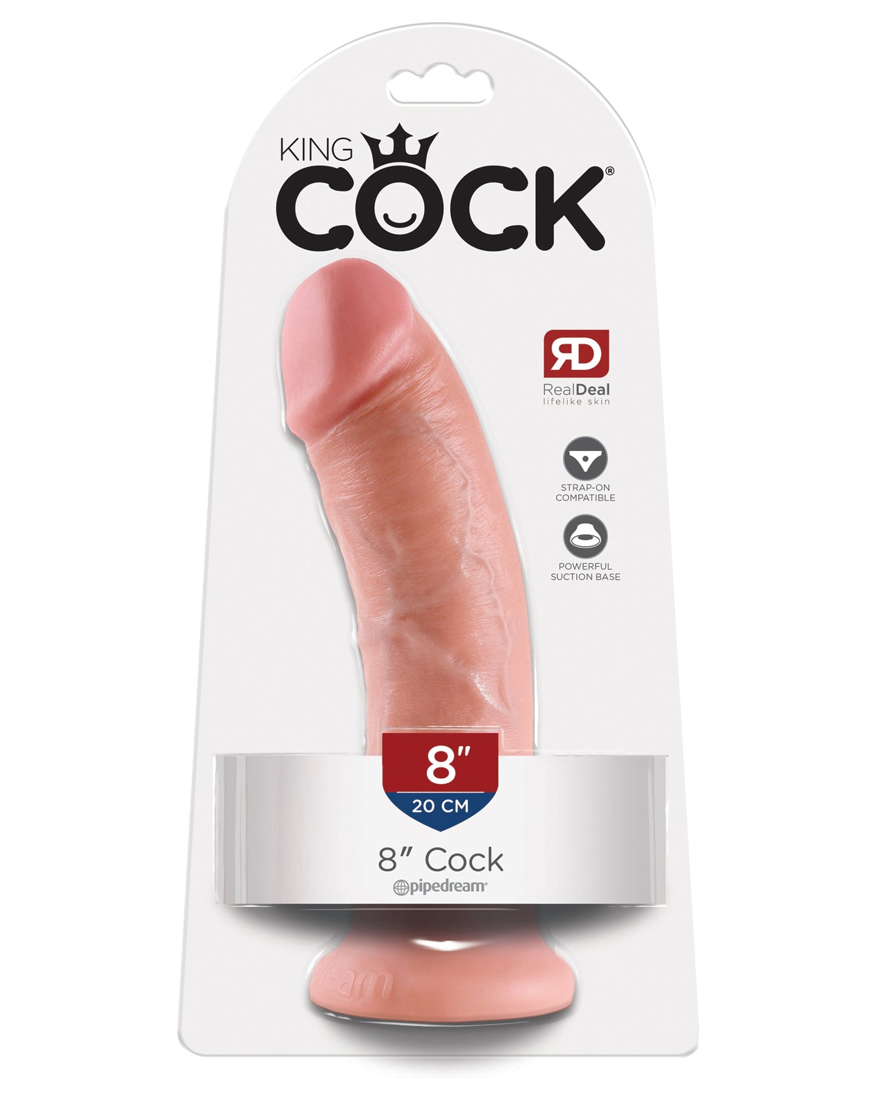 Pipedream Products 550321 King Cock Realistic 8" Dong, Vibrating, Ivory