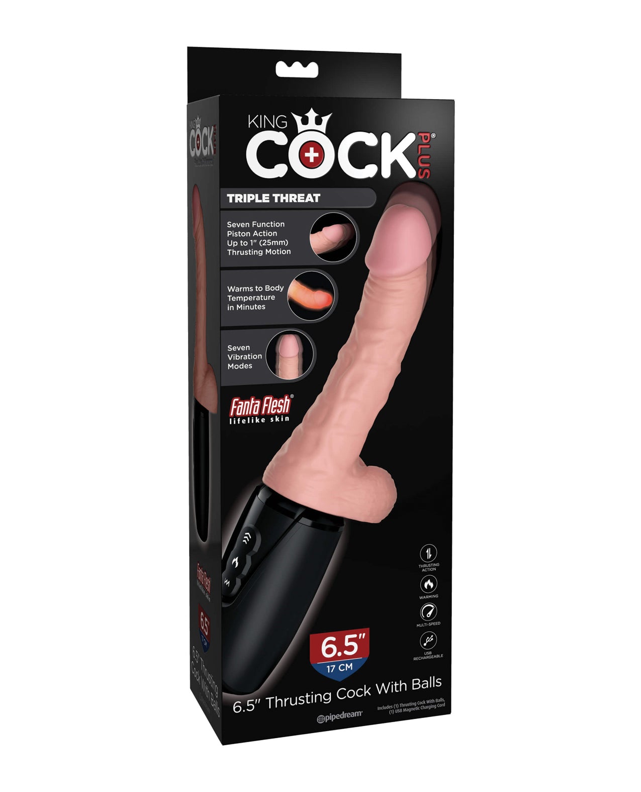 Pipedream Products 572821 King Cock Plus Thrusting, Warming & Vibrating, 6.5"