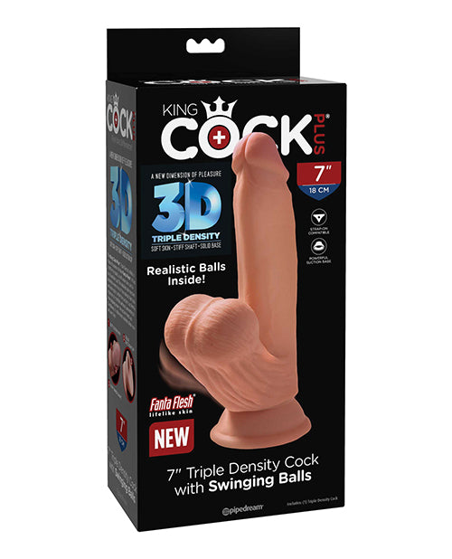 Pipedream Products 573022 King Cock Plus 7" Triple Density Toy, Tan TPE