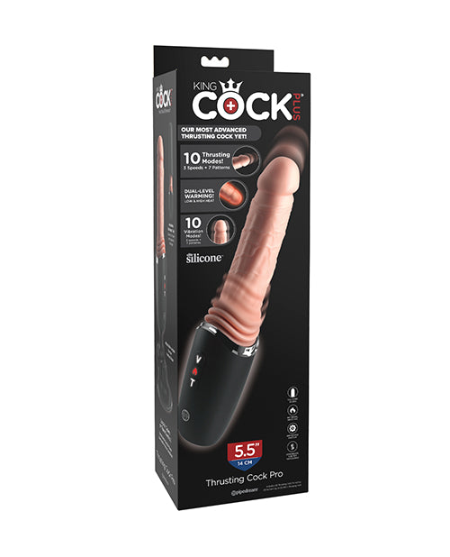 Pipedream Products King Cock Plus Thrusting Cock Pro Vibrator, Light Ivory, PD5740-21