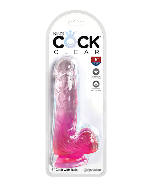 Pipedream PD5752-11 King Cock Clear 6" Cock w/Balls, Pink