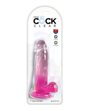 Pipedream King Cock Clear 7" Realistic Dildo with Suction Cup, Pink