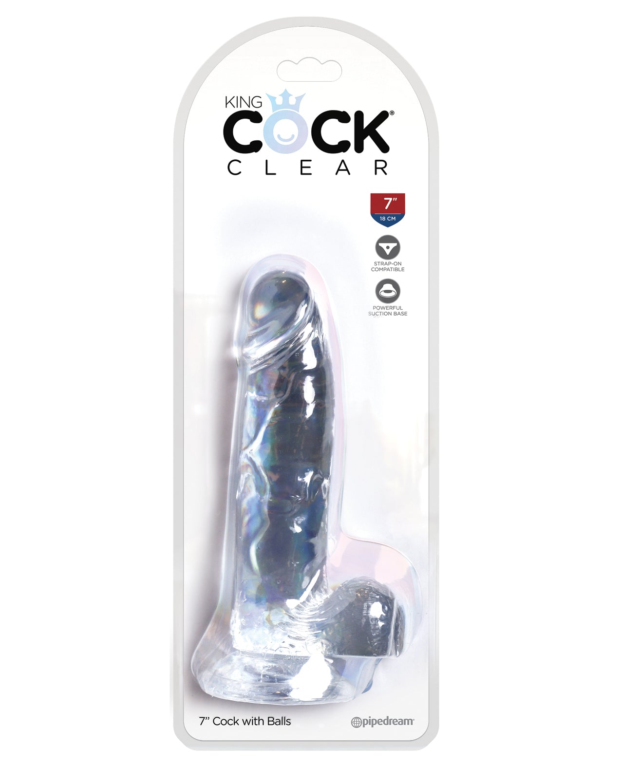 Pipedream Products 575420 King Cock Clear Cock w/Balls, 7 Inch, TPE, Clear