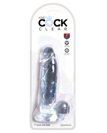 Pipedream Products 575420 King Cock Clear Cock w/Balls, 7 Inch, TPE, Clear