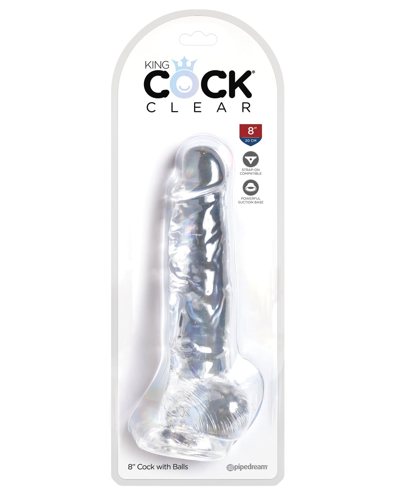 Pipedream Products King Cock Clear Dildo, 8-Inch Realistic TPE