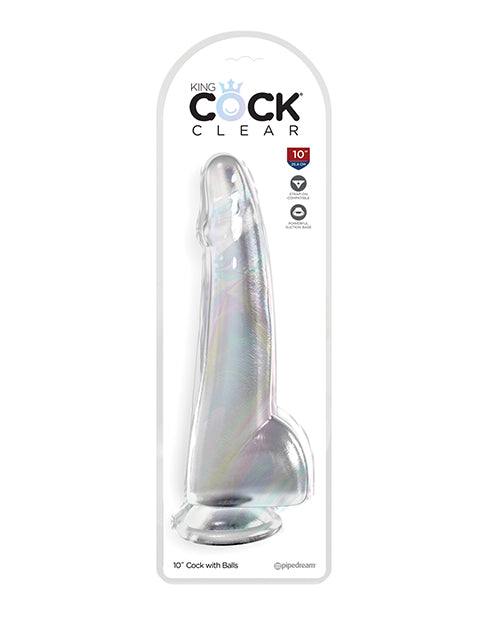 Pipedream King Cock Clear Dildo with Balls, 10 Inch - TPE