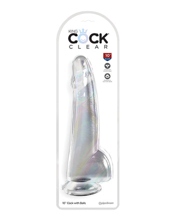 Pipedream King Cock Clear Dildo with Balls, 10 Inch - TPE