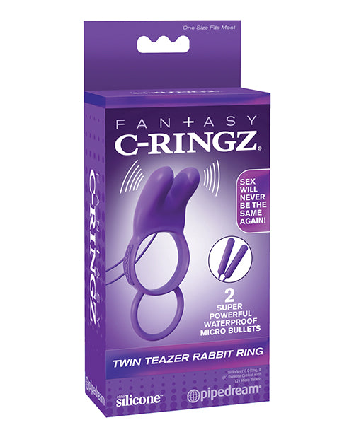 Pipedream Fantasy C-Ringz Twin Teazer Rabbit Ring, 5-Function Vibration