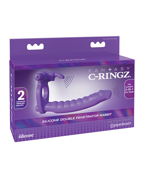 Pipedream Products Silicone Double Rabbit C-Ringz, Purple, Vibrating