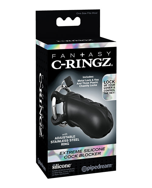 Pipedream Fantasy C-Ringz Extreme Silicone Cock Blocker, Black