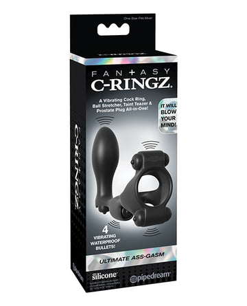 Pipedream Products 593223 Fantasy C-Ringz Vibrating Dual Plug, Black Silicone