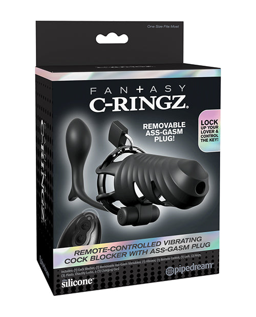 Pipedream Products PD5970-23 C-Ringz Vibrating Cock Blocker w/Plug, Black