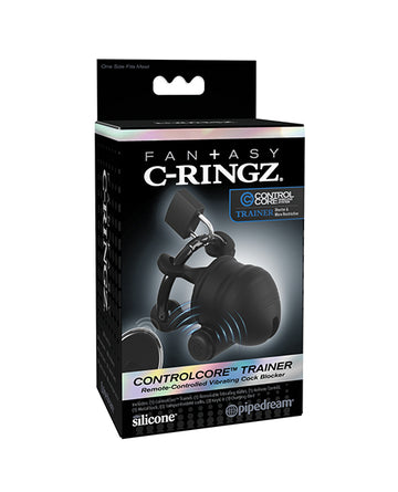 Pipedream Products ControlCore Trainer Remote-Controlled Vibrating C-Ringz — Black