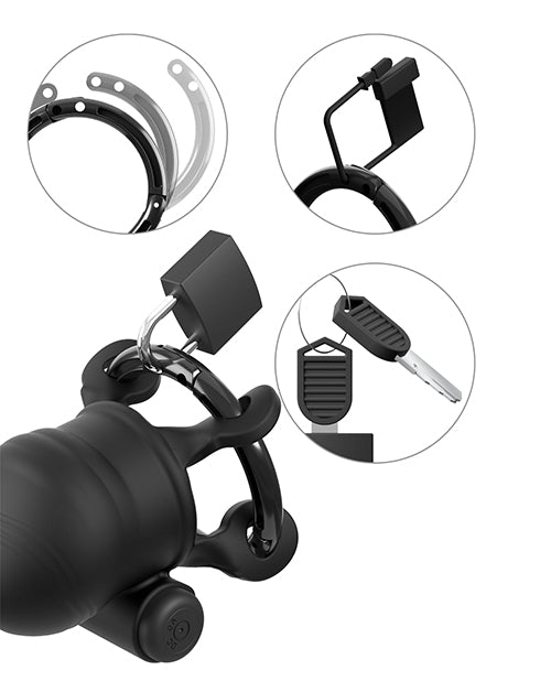 Pipedream Products ControlCore Trainer Remote-Controlled Vibrating C-Ringz — Black