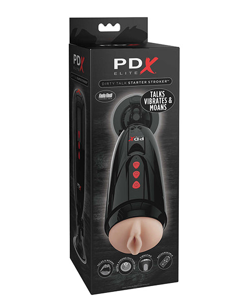 PDX Brands RD524 Elite Dirty Talk Starter Stroker, Vibrating, Ivory, 7-in