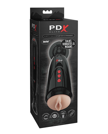 PDX Brands RD524 Elite Dirty Talk Starter Stroker, Vibrating, Ivory, 7-in