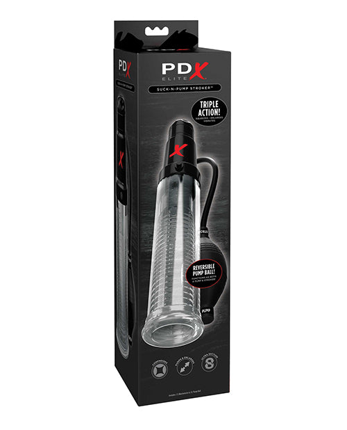 PDX Brands Elite Suck n Pump Stroker, Dual-Function Vibrating