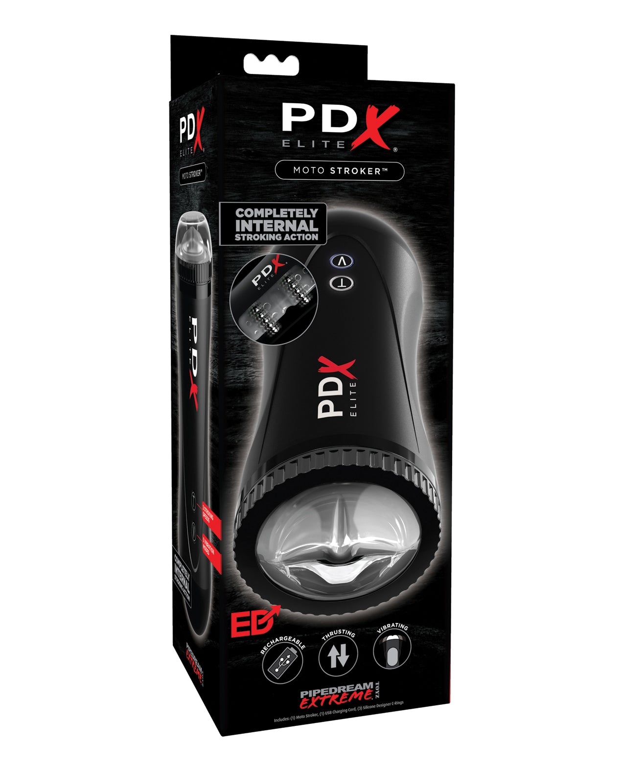 PDX Brands RD538 Moto Stroker Personal Massager, Black, ABS Plastic, TPR