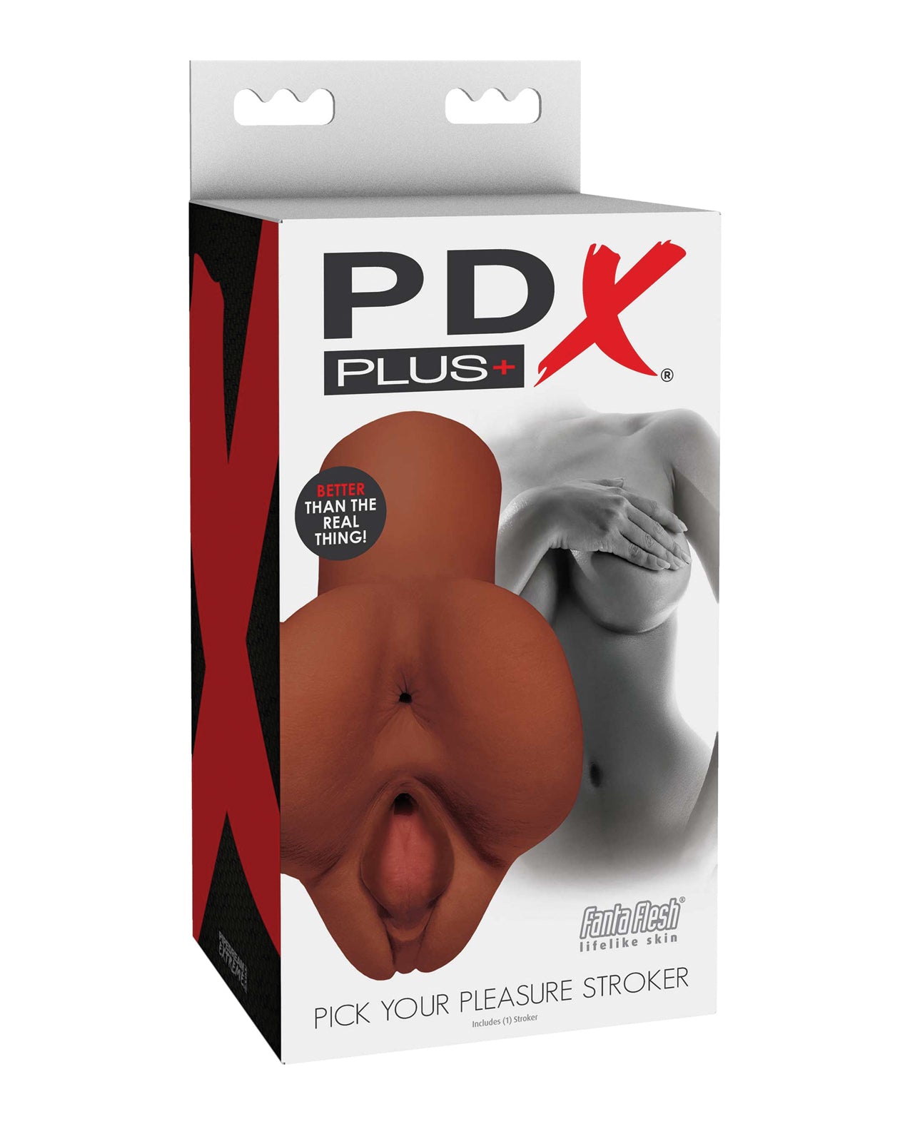 PDX Brands RD608-29 Pick Your Pleasure Stroker, Brown TPR Dual Hole