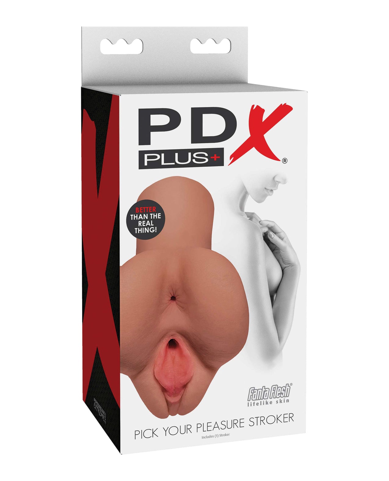 PDX Brands RD609-22 Pick Your Pleasure Stroker, Tan Dual-Hole TPR