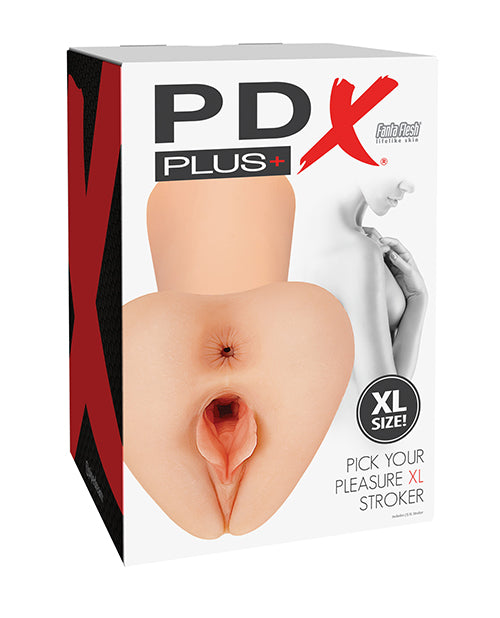 PDX Brands RD62521 Pick Your Pleasure XL Stroker, Ivory, Dual Hole
