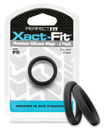 Perfect Fit Xact Fit #10 Silicone Cock Rings, 2-Pack – 1.0" Diameter