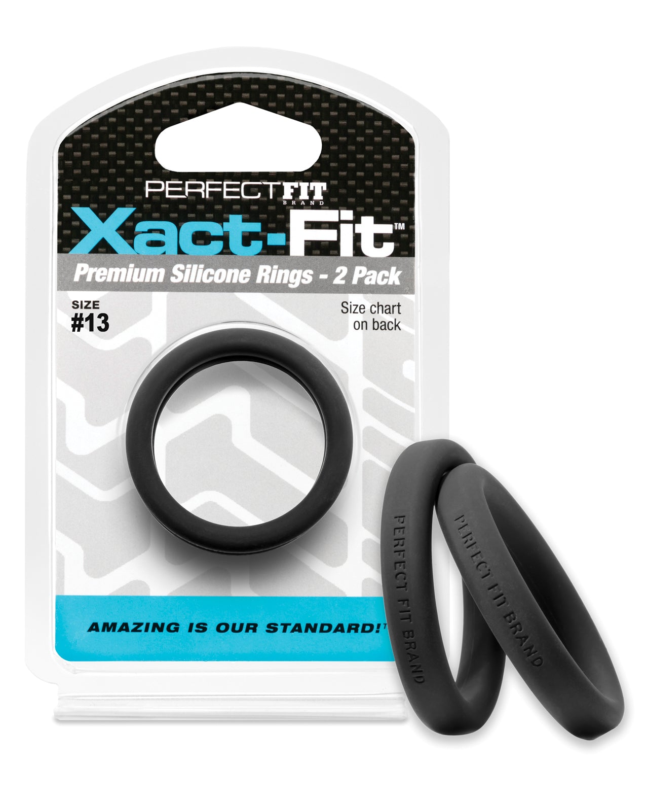 Perfect Fit Brand CR-76B Xact Fit #13 Cock Ring, Black Silicone, 1.3" Dia