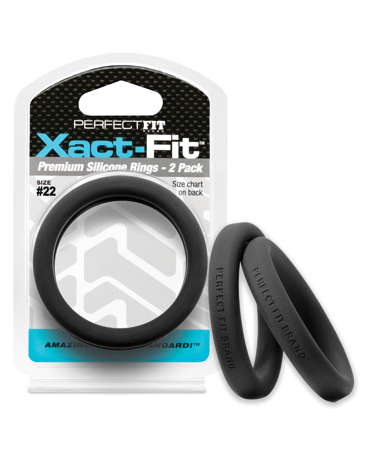 Perfect Fit CR-85B Xact Fit #22 Cock Ring, Black Silicone, 2.2" Diameter