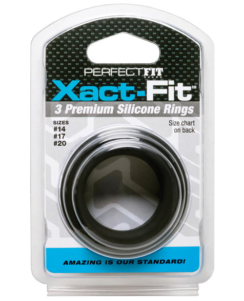 Perfect Fit Brand CR-90B Xact Fit 3 Ring Kit, S/M/L, Black, Silicone
