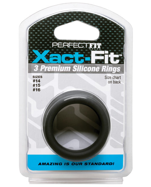 Perfect Fit Brand CR-91B Xact Fit 3 Ring Kit S/M, Black Silicone