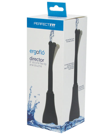 Perfect Fit Brand ER-25 Ergoflo Director Anal Douche, Black, Silicone Tip