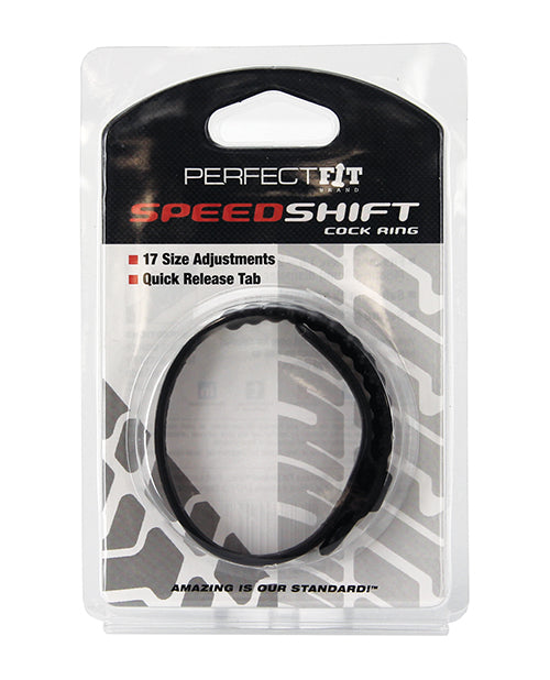 Perfect Fit Brand SS-01B Speed Shift Vibrating Cock Ring, Black, TPR
