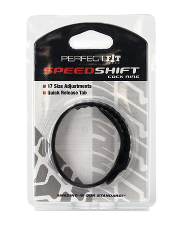 Perfect Fit Brand SS-01B Speed Shift Vibrating Cock Ring, Black, TPR