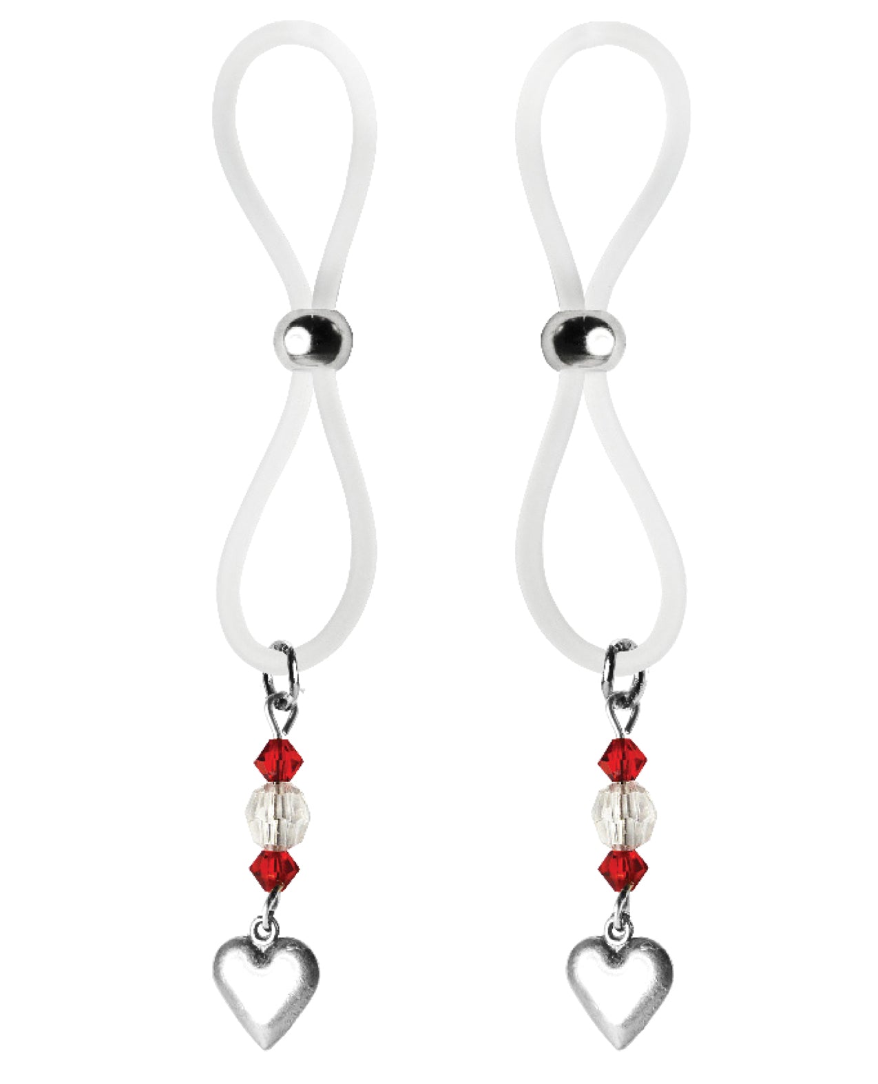 PHS International BDN904C Nipple Halos Heart Charm, Red/Clear