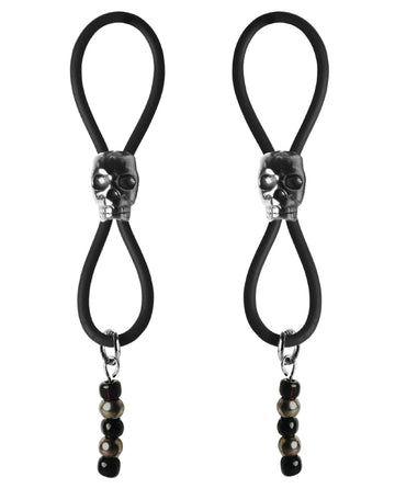 PHS International BDN915BLK Nipple Halos Black Skull Slider - Black/Silver