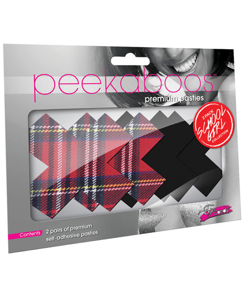 Xgen PK027X Peekaboos Schoolgirl X Pasties, Red/Black, Polyester, 2 Pairs