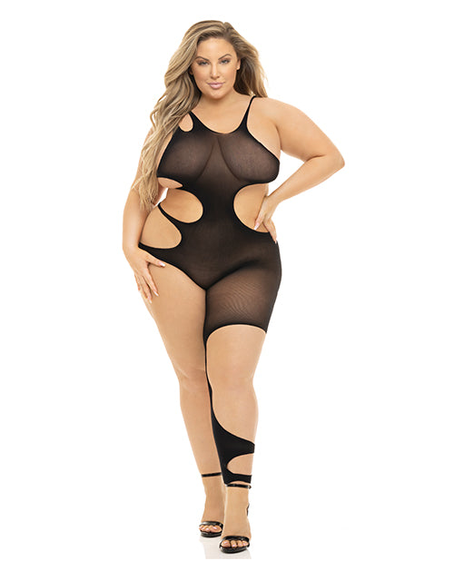 Pink Lipstick 27055X-BLK OS Cut Out Bodystocking, Black Queen Size