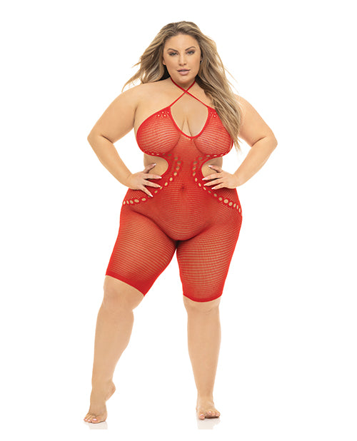 Pink Lipstick 27056X-RED OS Bodystocking, Red Queen Nylon/Spandex Blend