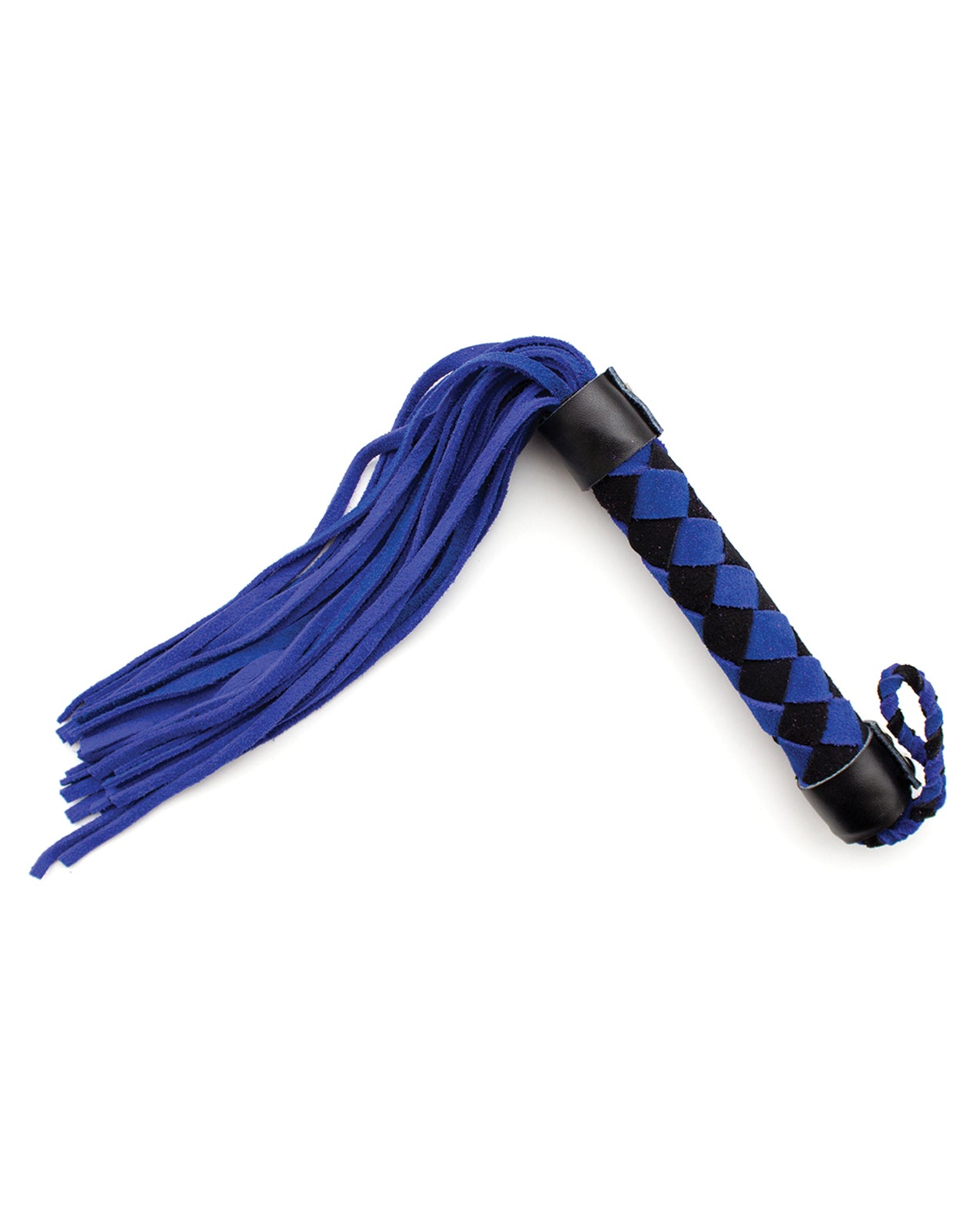Plesur 15.5" Leather Flogger, Genuine Suede - Blue