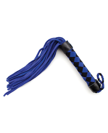 Plesur 15.5" Leather Flogger, Genuine Suede - Blue