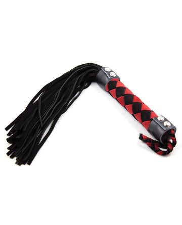 Plesur PC75010BR 15.5" Leather Flogger, Black/Red