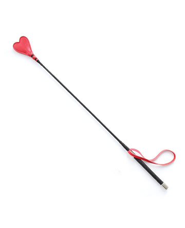 Plesur PC75206 26" Heart PVC Crop, Black/Red, Leather Wrist Loop