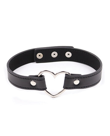 Plesur PC75851 PVC Heart Connector Choker, Black, Adjustable, 12-16 inch