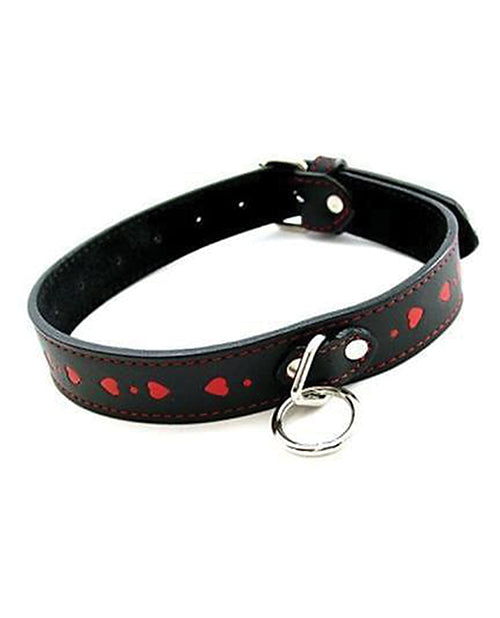 Plesur PC75858 PVC Collar w/Hearts, Black/Red