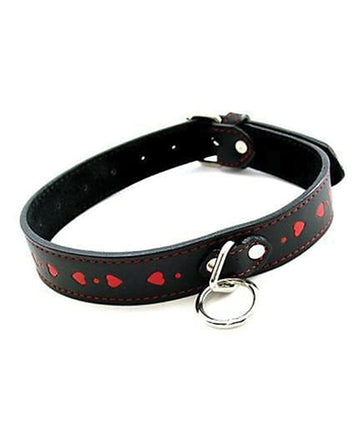 Plesur PC75858 PVC Collar w/Hearts, Black/Red