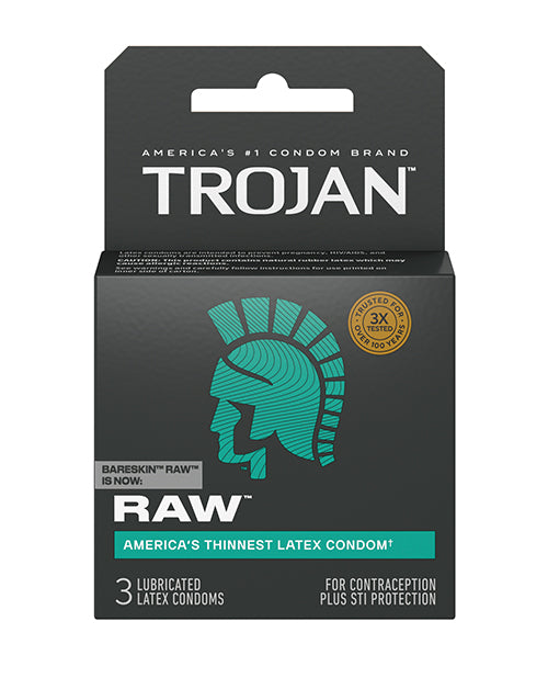 Paradise Marketing 00155 Trojan Raw Condoms, Pack of 3, Latex