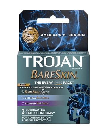 Trojan BareSkin EveryTHIN Condoms, 3-Count Variety Pack – Ultra-Thin Latex