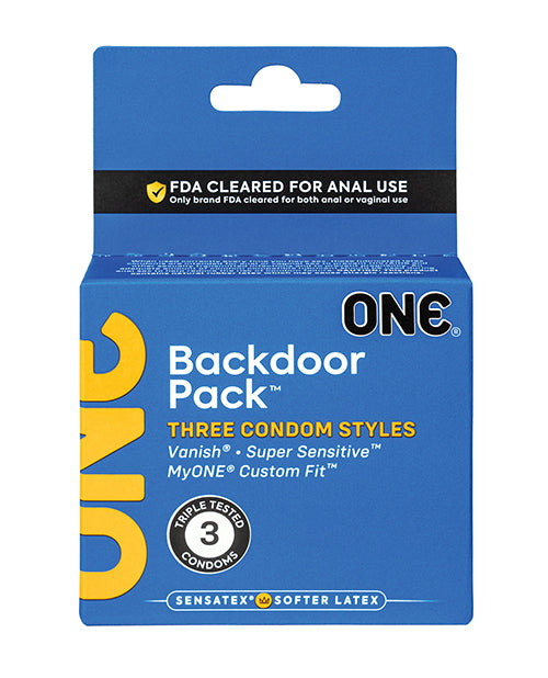 Paradise Marketing 11010B3C One Backdoor Pack Custom Fit Condoms, 3 Assorted
