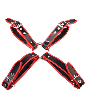 Rouge Garments Genuine Leather Chest Harness, Black/Red, Large
