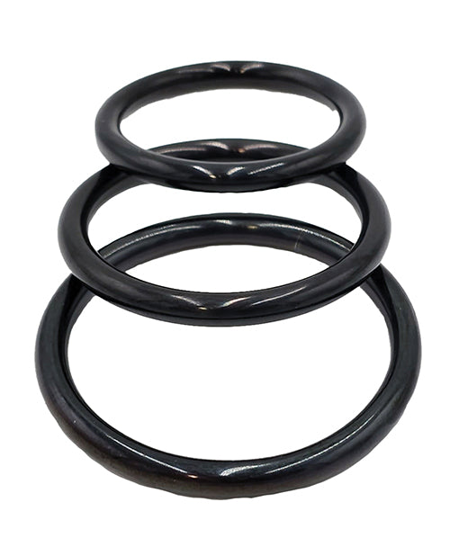 Rouge Garments Ltd R3RS091-BK 3-Piece Cock Ring Set (45/50/55mm)